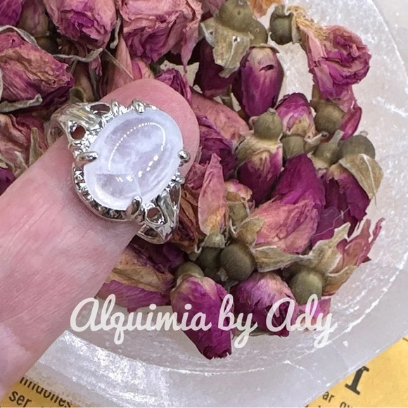 Clear phantom quartz silver victorian gem ring - Picture 1 of 10